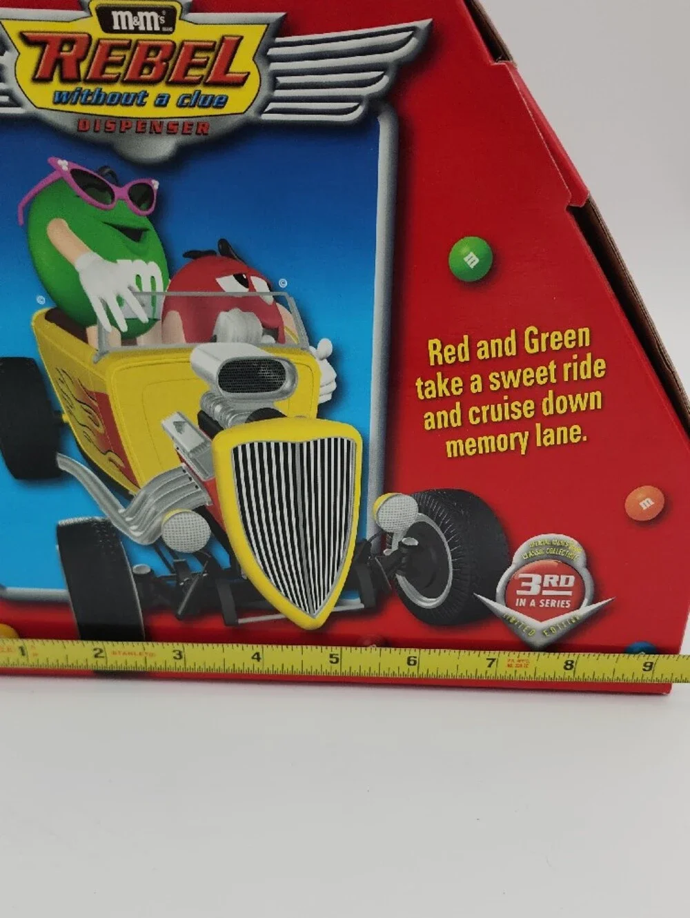 M&M'S Yellow Rebel Hot Rod with Red and Green Characters